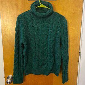 Forest green turtleneck knit sweater (size S, lightly used)